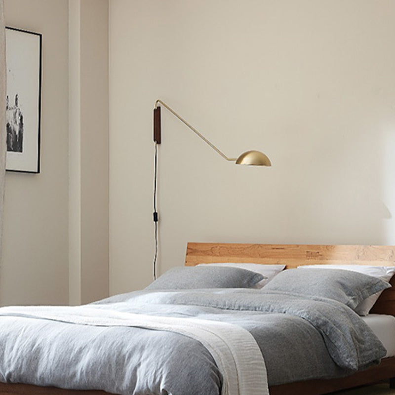 Dome Bedside Wall Mount Lighting Metal 1-Bulb Modernism Swing Arm Wall Light Sconce