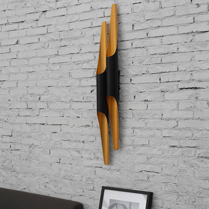 Aluminum Cut-Tubular Wall Lamp Contemporary Black Wall Mount Light Fixture for Bedside