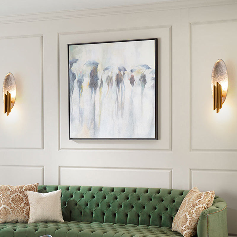 Tube Iron Wall Mount Lighting Modern 2-Light Wall Lamp Sconce with Oval Foil Backplate