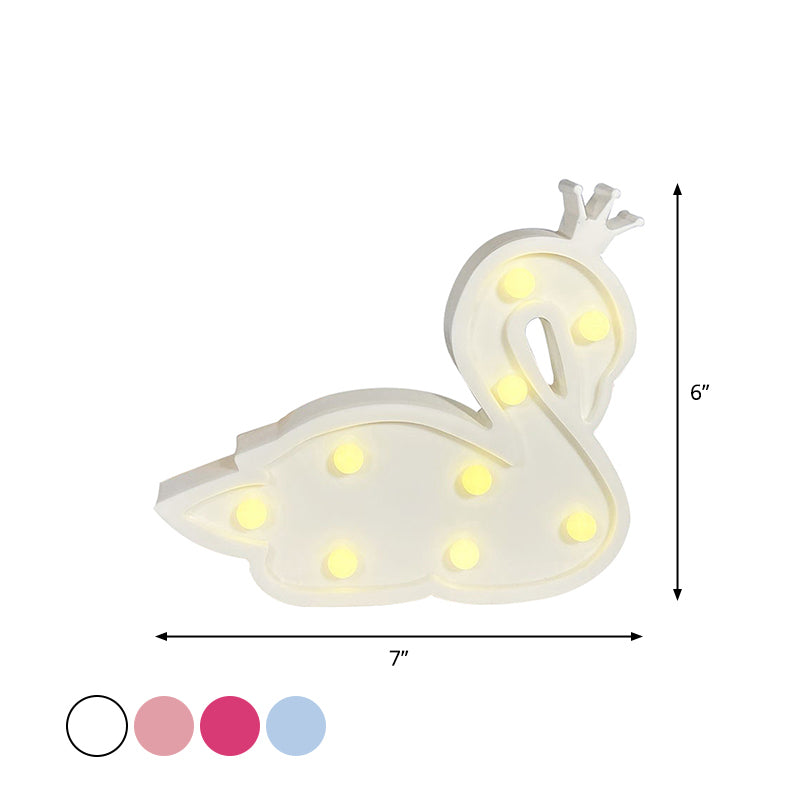 Plastic Swan Wall Night Lamp Contemporary LED Night Lighting for Children Bedroom