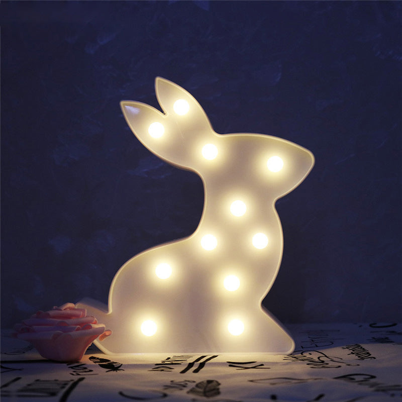 Rabbit Shaped Night Lamp Contemporary Plastic Baby Bedroom LED Nightstand Light