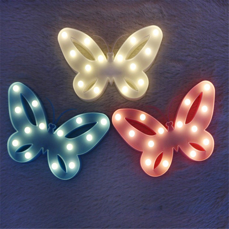 Nordic Butterfly Nightstand Lighting Plastic Girls Bedroom LED Wall Night Lamp