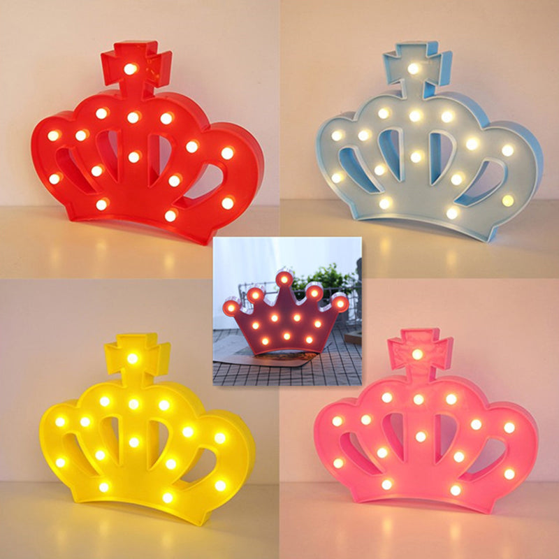 Lampada da comodino a corona di plastica in stile cartone animato a batteria a led illuminazione