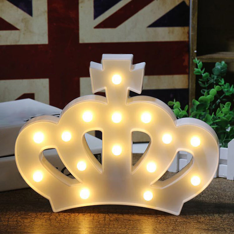 Lampada da comodino a corona di plastica in stile cartone animato a batteria a led illuminazione