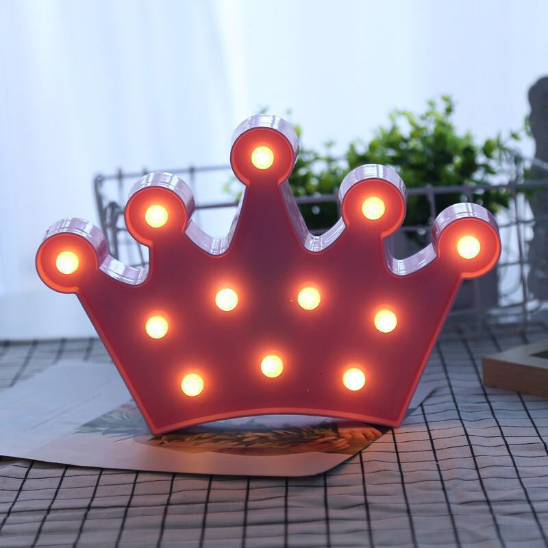 Lampada da comodino a corona di plastica in stile cartone animato a batteria a led illuminazione