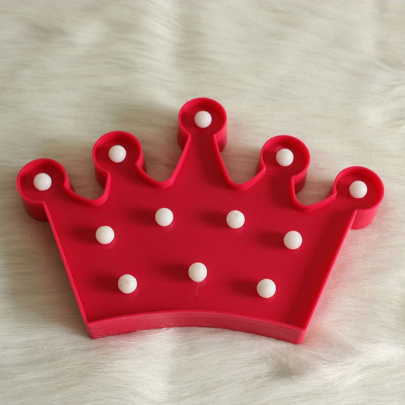 Lampada da comodino a corona di plastica in stile cartone animato a batteria a led illuminazione