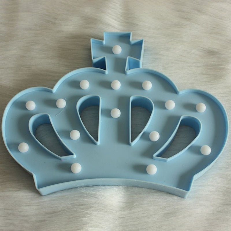 Lampada da comodino a corona di plastica in stile cartone animato a batteria a led illuminazione