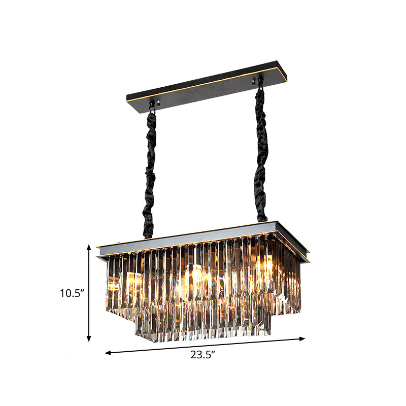 Iluminación de isla negra Rural Rural Biselada Geometría de geometría colgante colgante de colgante para comedor