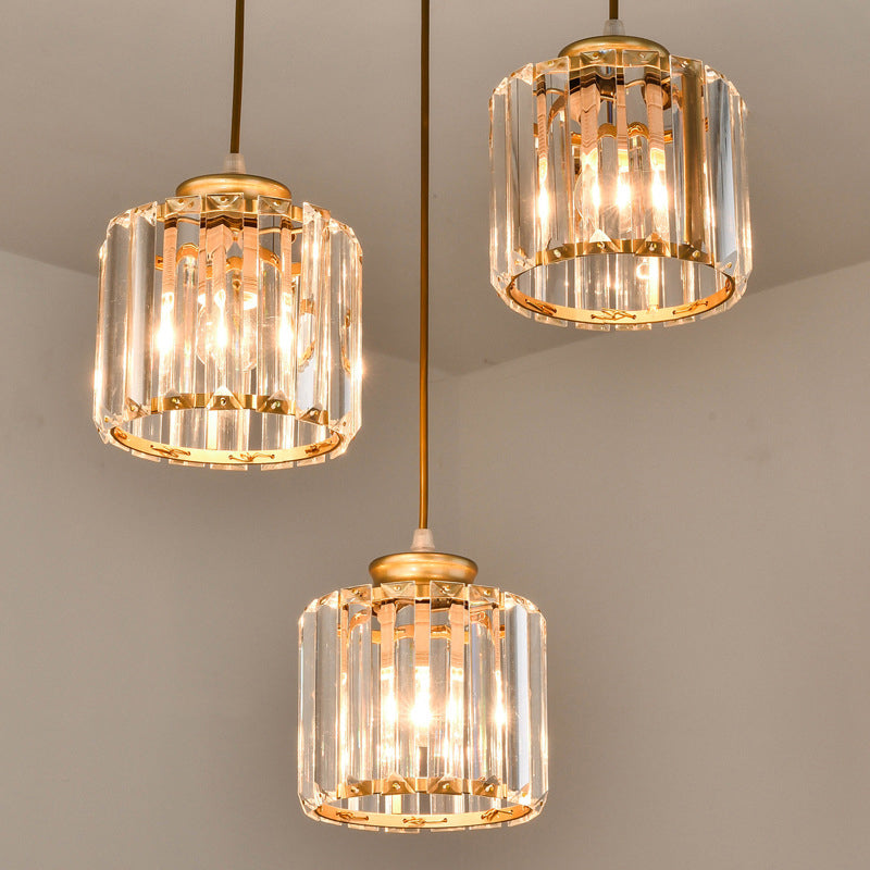 Crystal Geometrical Cluster Ciondolo tradizionale Lampada a soffitto a 3 luci della sala da pranzo