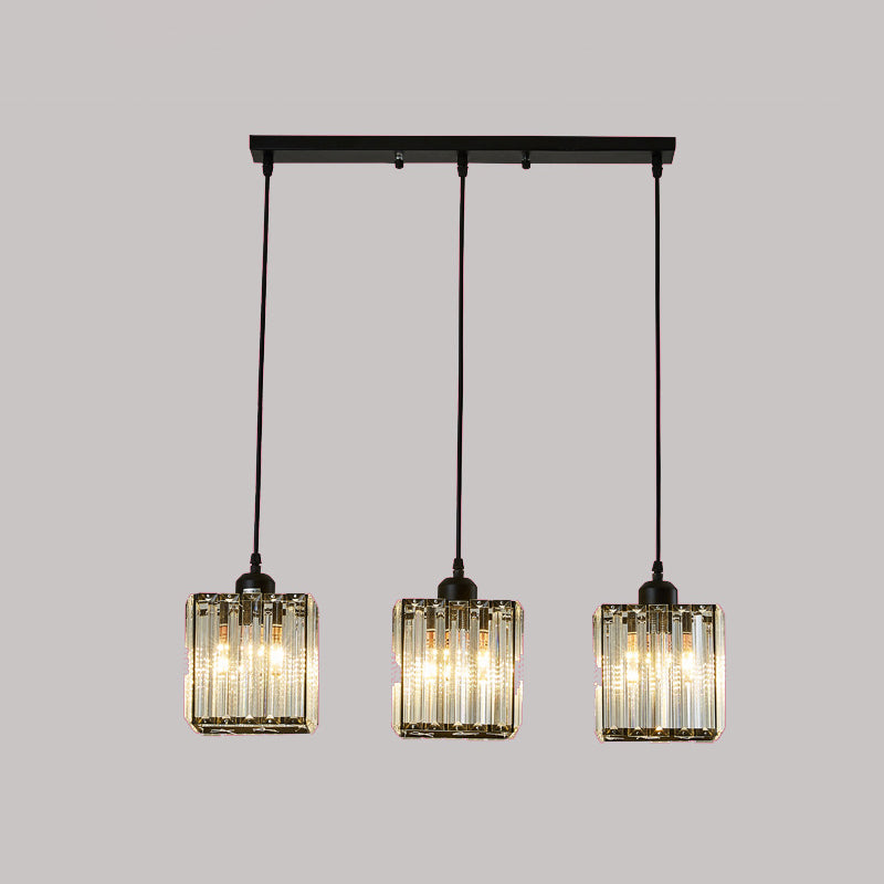 Crystal Geometrical Cluster Ciondolo tradizionale Lampada a soffitto a 3 luci della sala da pranzo