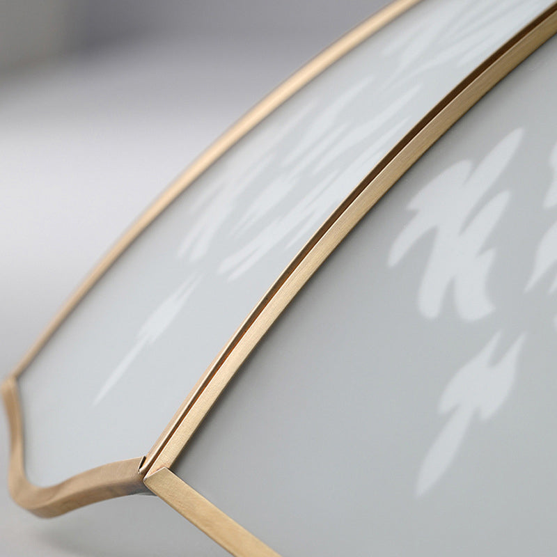 Farmhouse Bowl Semi Flush Mount Light Frosted Glass Ceiling Lighting in Brass with Orb Crystal Accent