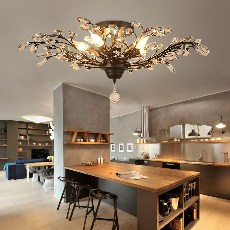 Crystal Branches Ceiling Chandelier Traditional Dining Room Pendant Lighting Fixture