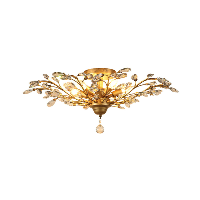 Crystal Branches Ceiling Chandelier Traditional Dining Room Pendant Lighting Fixture