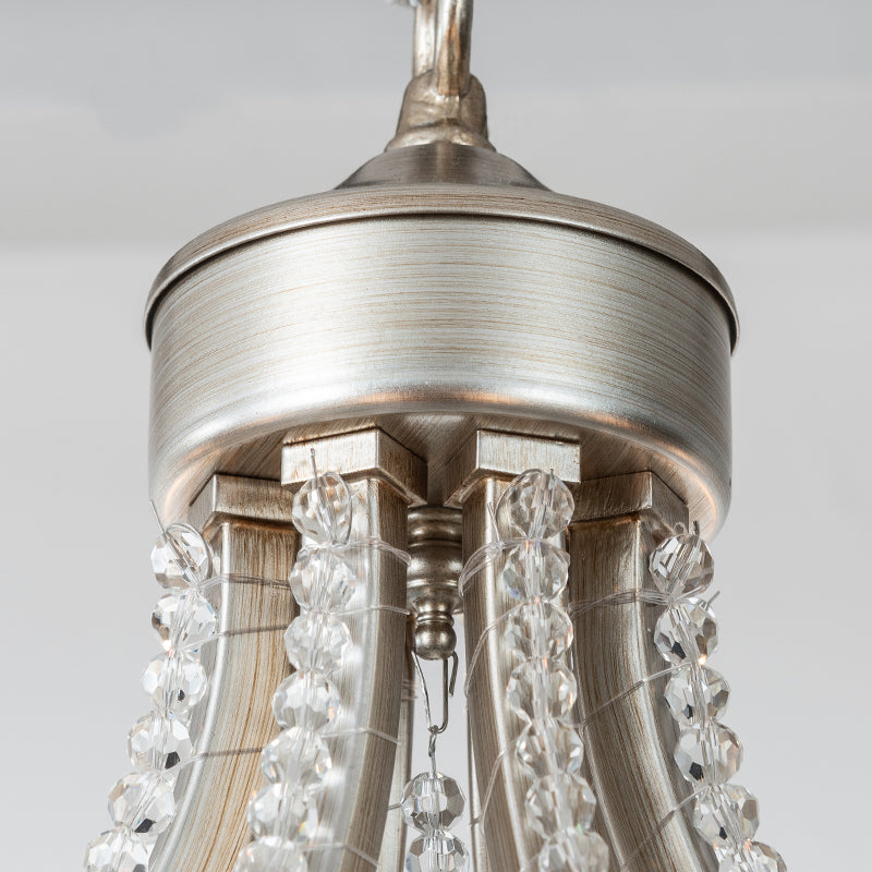 Kreisförmige Suspension Anhänger leichte traditionelle Nickel -Metall -Kronleuchter mit Kristallsträngen