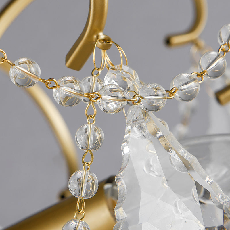 Butterfly-Shaped Living Room Chandelier Rural Metal 3-Light Brass Hanging Pendant Light with Crystal Accent