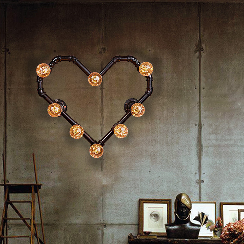 Metallic Geometry Pipe Wall Lighting Ideas Steampunk Dining Room Wall Mounted Light Fixture in Rust