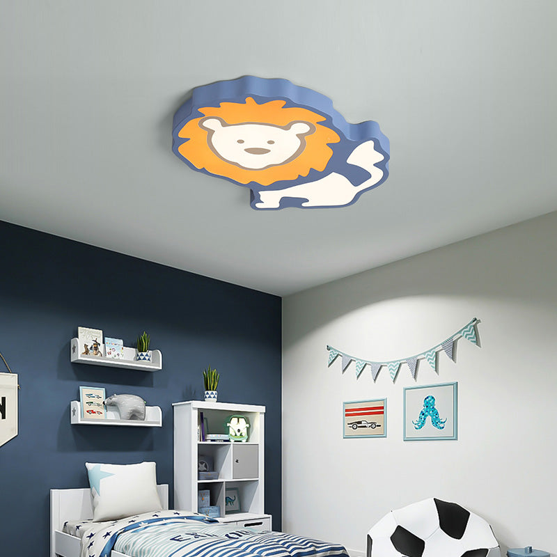 Animal LED Flush Mount Light Lion Acrylic Ceiling Lamp for Nursing Room Bedroom