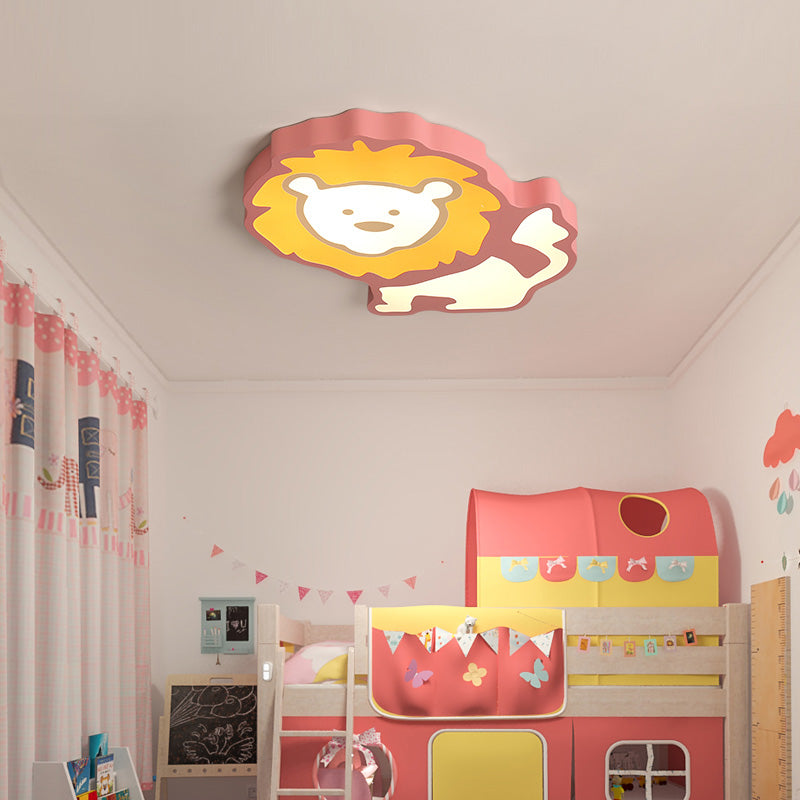 Animal LED Flush Mount Light Lion Acrylic Ceiling Lamp for Nursing Room Bedroom