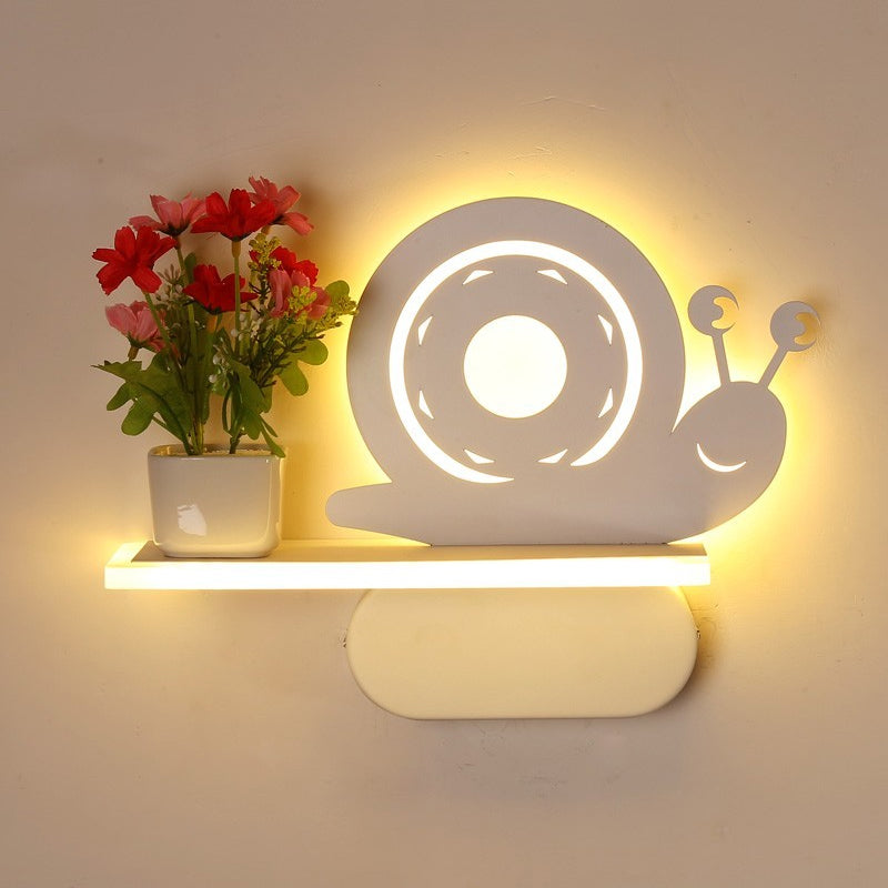 Acrylic Wall Sconce with Shelf Living Room Restaurant Modern Stylish Wall Light in White