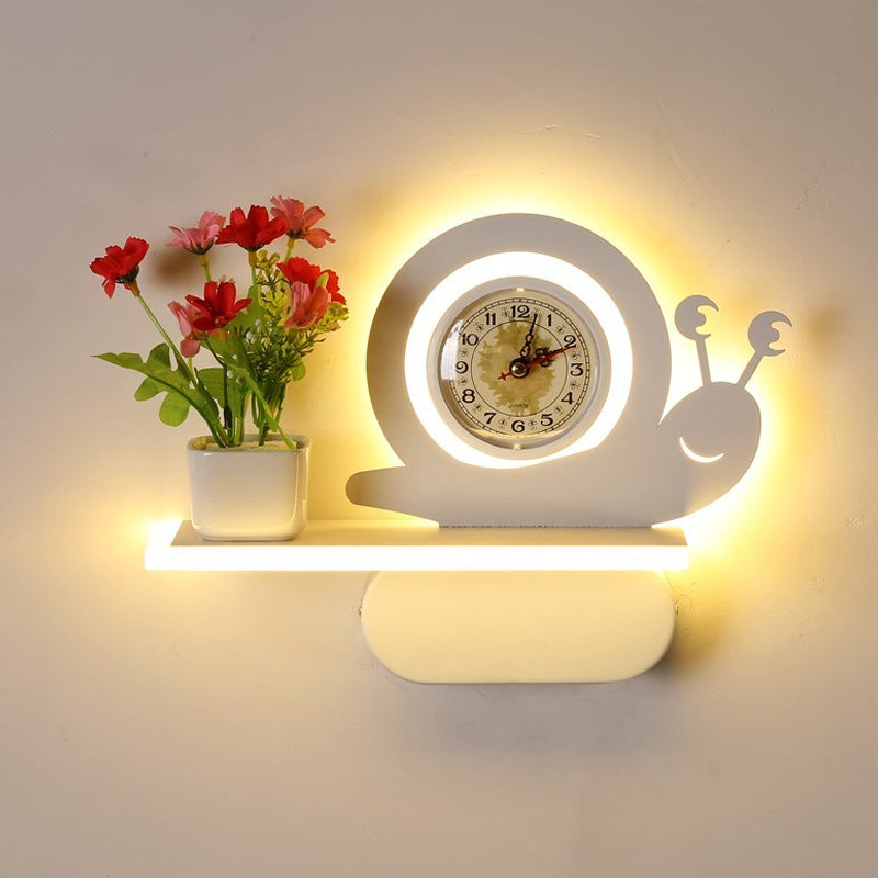 Acrylic Wall Sconce with Shelf Living Room Restaurant Modern Stylish Wall Light in White