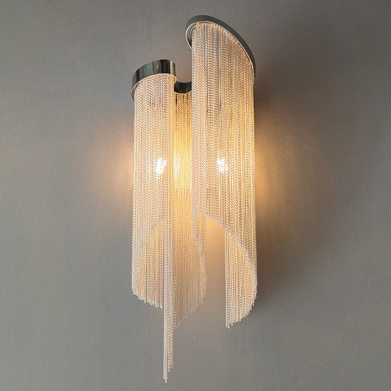 Tassel ketting aluminium wandlicht SCONCE Modernistische 2 bollen wand gemonteerd lamp voor woonkamer