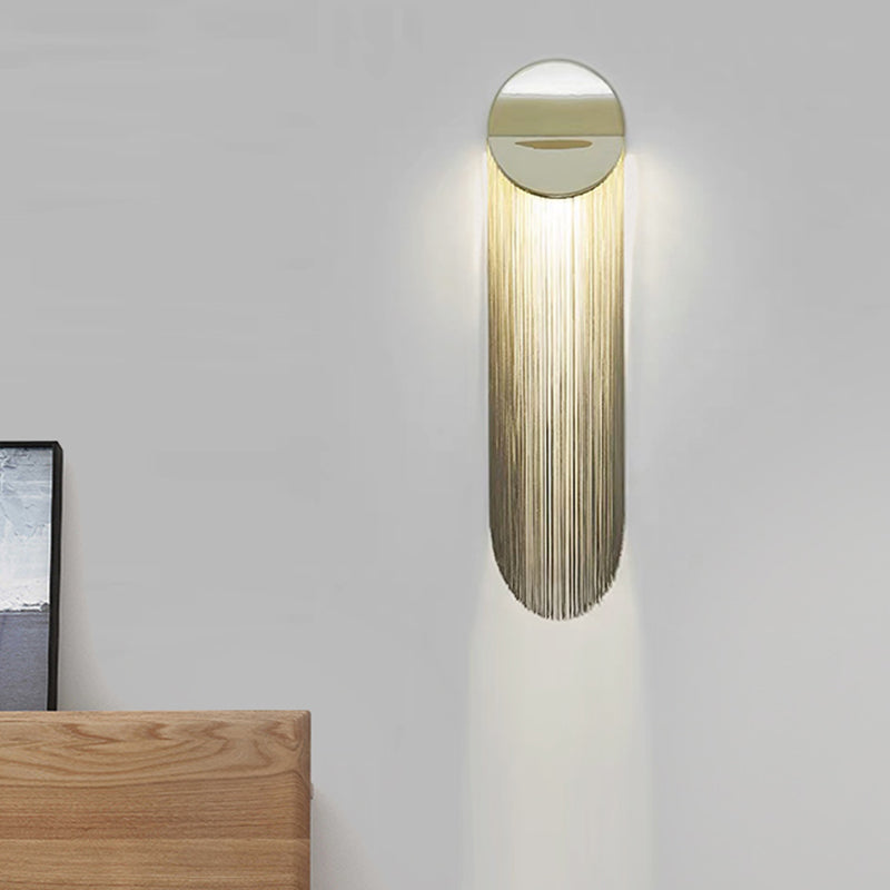 Hanging Chains Wall Light Fixture Nordic Aluminum 2 Heads Gold Wall Mounted Lamp for Bedroom