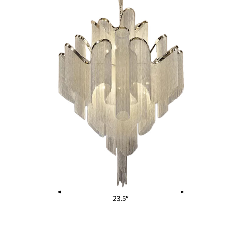 Lámpara colgante de plata modernista de la cámaras del dormitorio LED con tono de aluminio de borla escalonada