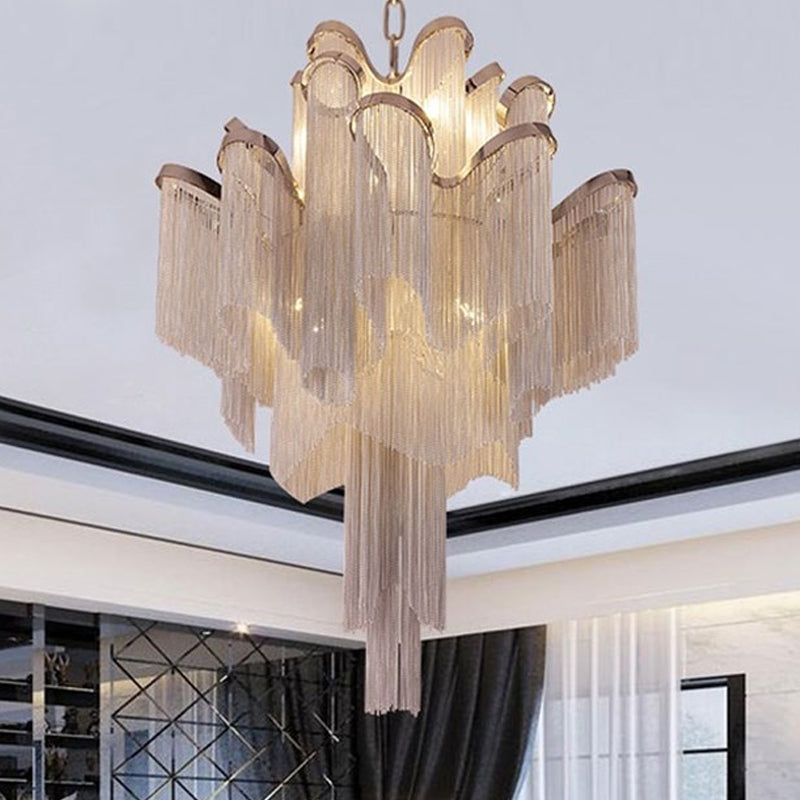Cascading Aluminum Ceiling Chandelier Nordic LED Pendant Light Fixture for Living Room