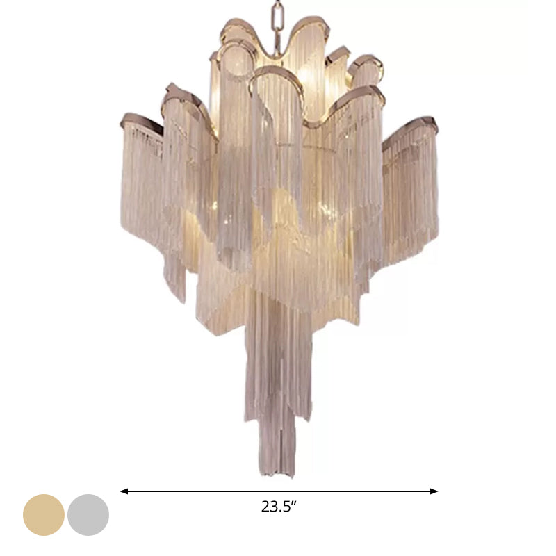 Cascading Aluminum Ceiling Chandelier Nordic LED Pendant Light Fixture for Living Room