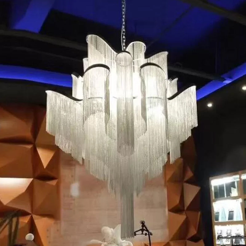 Cascading Aluminum Ceiling Chandelier Nordic LED Pendant Light Fixture for Living Room