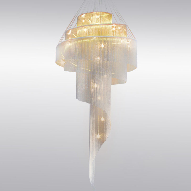 Aluminum Spiral Fountain Chandelier Minimalist LED Hanging Light Fixture for Living Room