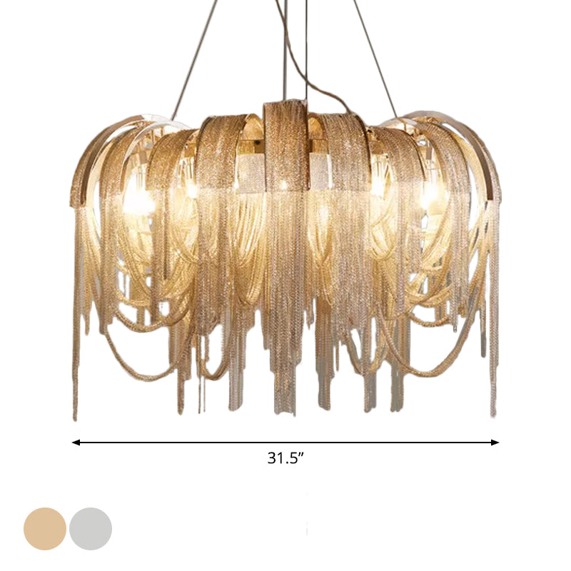 Stream Chandelier Lighting Modern Aluminum Chain LED Suspension Lamp for Dining Room