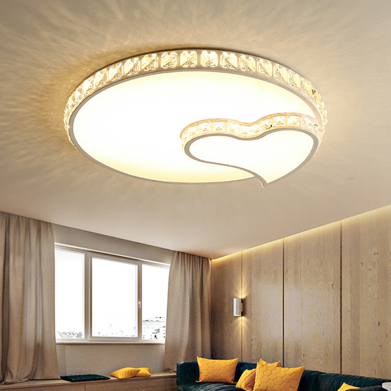 Geometry Acrylic Flush Mount Lamp Modern LED Ceiling Fixture with Clear Crystal Edge for Bedroom