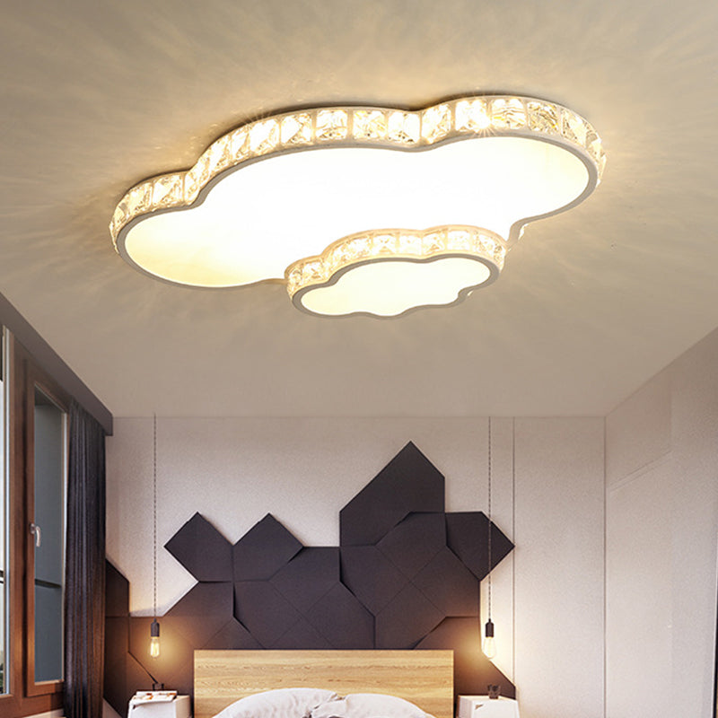 Geometry Acrylic Flush Mount Lamp Modern LED Ceiling Fixture with Clear Crystal Edge for Bedroom