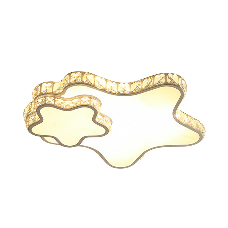 Geometrie Acryl Flush Mount Lamp Modern LED Plafond Fixture met Clear Crystal Edge voor slaapkamer