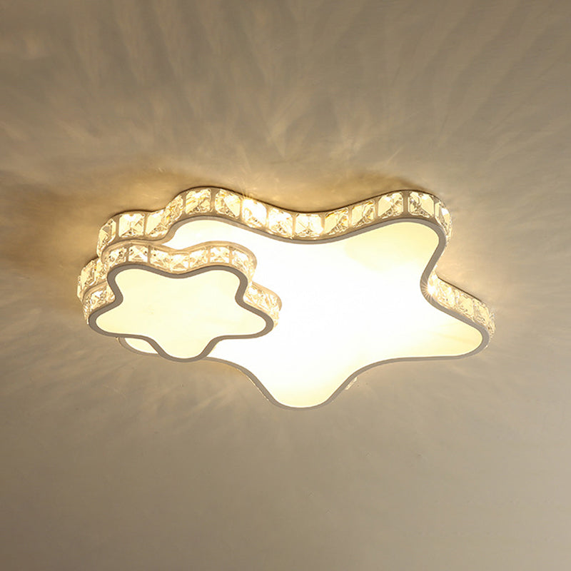 Geometry Acrylic Flush Mount Lamp Modern LED Ceiling Fixture with Clear Crystal Edge for Bedroom