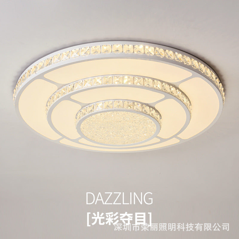Faceted Crystal Geometry Ceiling Lamp Modernist LED White Flush Mount Light with 3-Tier Design