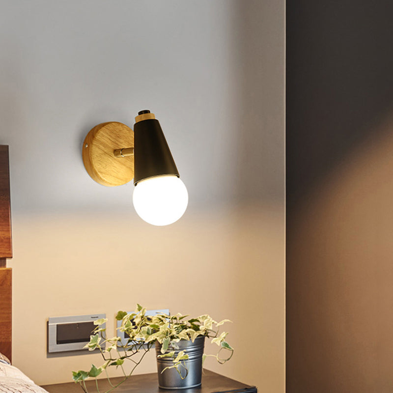 Exponierte Lampenwandlampe moderner Stil 1 Kopf Metallic Wall Light Leuchten mit konischer Sockel