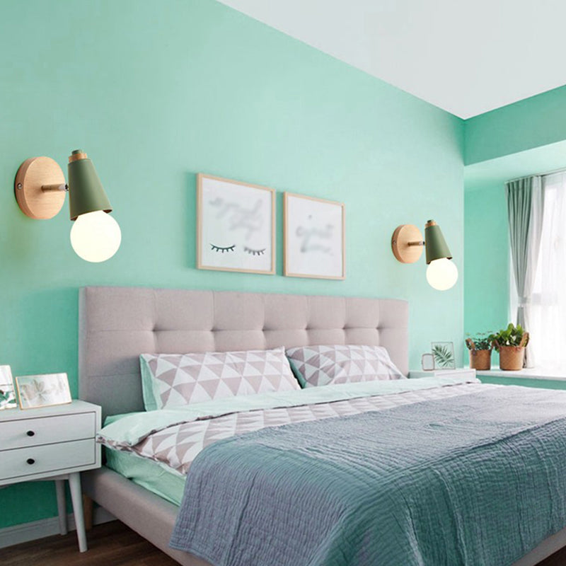 Exponierte Lampenwandlampe moderner Stil 1 Kopf Metallic Wall Light Leuchten mit konischer Sockel