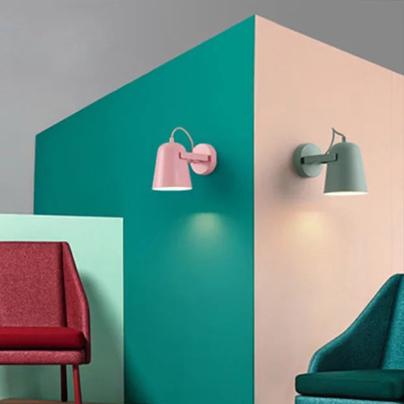 Nordic 1-Light Wall Sconce Bell Rotatable Wall Mount Light Fixture with Iron Shade for Living Room