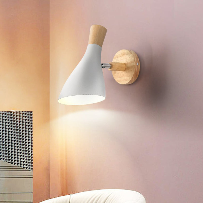 Geometrie IJzeren Wandbevestiging Lamp Lichte bevestiging Modernistische 1head witte wandverlichting met ronde houten achterplaat