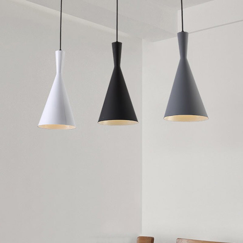 Simple 3 Bulbs Multi Ceiling Light Black Funnel Pendant Lamp with Metal Shade for Dining Room