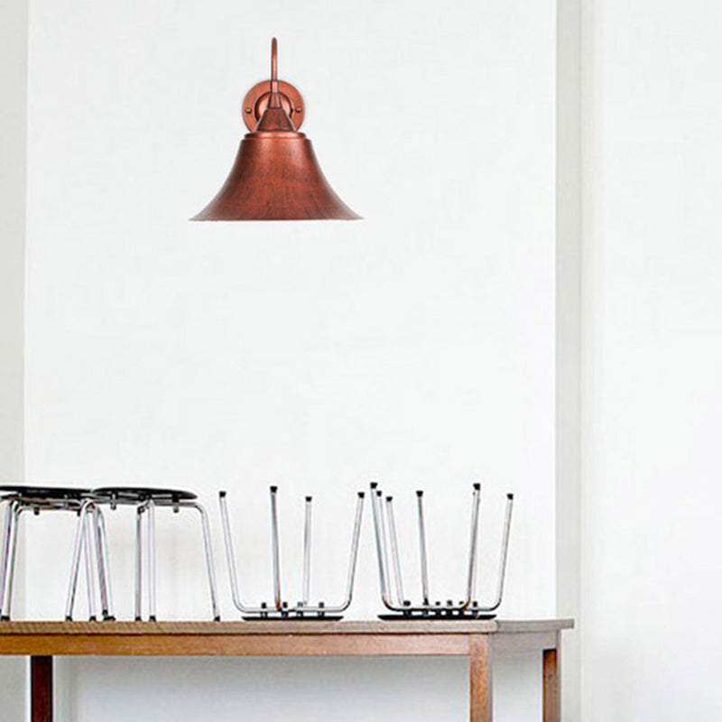 Flared Metal Wall Light Fixture Farmhouse 1 Head Dining Room Wall Lamp with Curved Arm