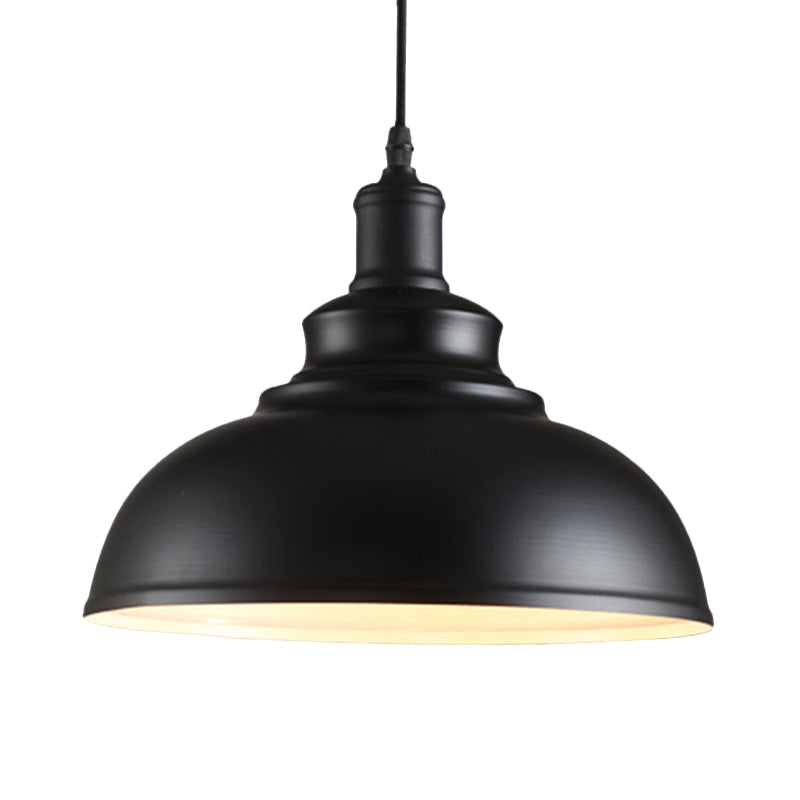 Black Bowl Suspension Light Fixture Industrial Style Metal 1-Bulb Dining Room Hanging Lamp Kit