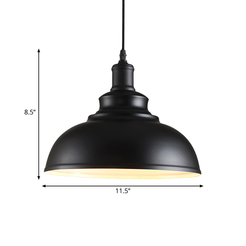 Black Bowl Suspension Light Fixture Industrial Style Metal 1-Bulb Dining Room Hanging Lamp Kit