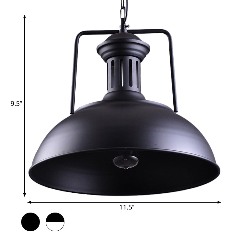 Lámpara de lámpara de caída negra de hierro Granero 1 Light Farmhouse Flexion de iluminación con enchufe ventilado