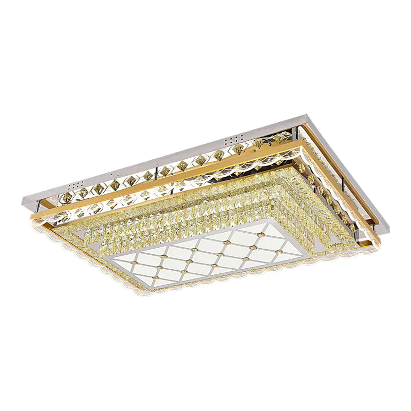 Clear Crystal Rectangle Flush Light Contemporary LED Ceiling Lighting for Living Room