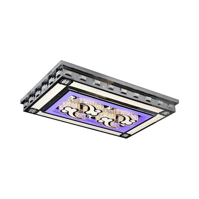 Rectangle Crystal Flush Ceiling Light Fixture Simple LED Purple Flush Mount Lighting for Living Room