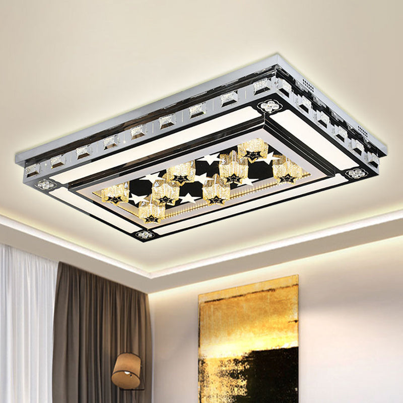 Rectangle Crystal Flush Ceiling Light Fixture Simple LED Purple Flush Mount Lighting for Living Room