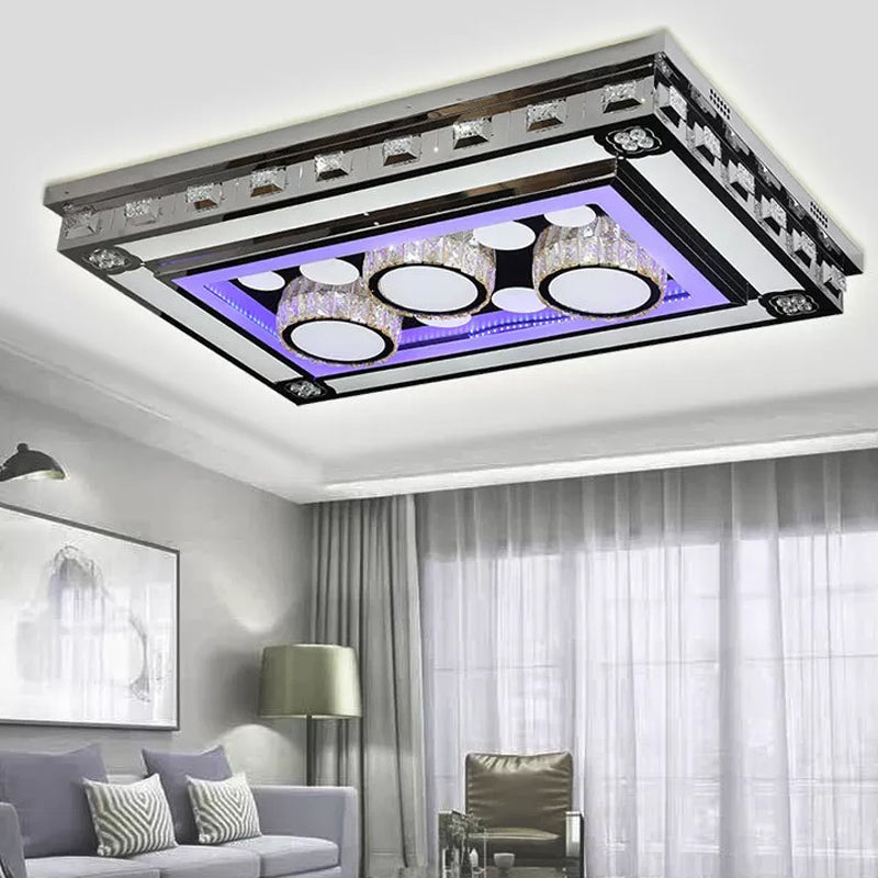 Rectangle Crystal Flush Ceiling Light Fixture Simple LED Purple Flush Mount Lighting for Living Room